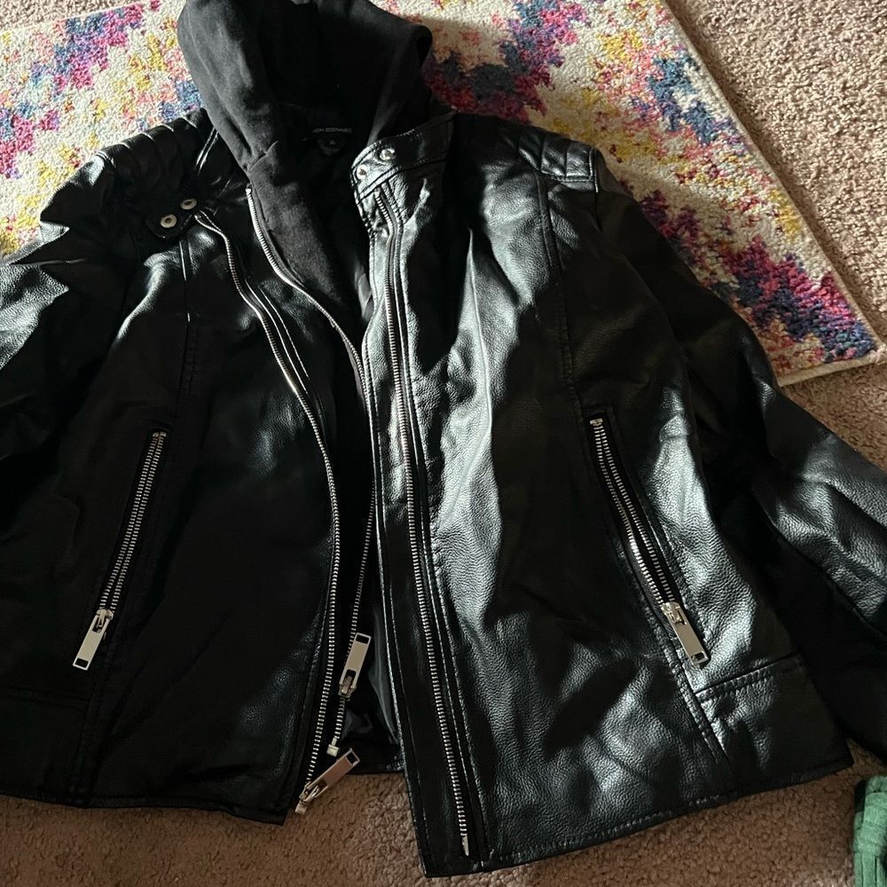 French connection hooded moto jacket xl